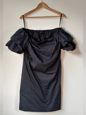 Club Monaco - NWT Arnar Mini Dress Off-Shoulder Black Puff-Sleeve Cotton